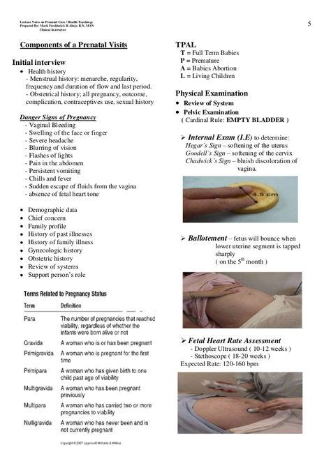 Prenatal Health Center Handouts
