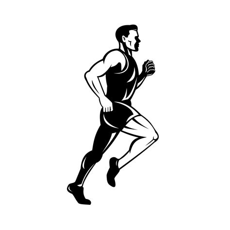 Marathon Runner Running Side Black And White 1917738 Vector Art At Vecteezy