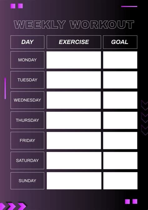 Printable Weekly Workout Schedule Template Eoua Blog