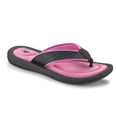 athletech women s pink black memory foam flip flop sandal