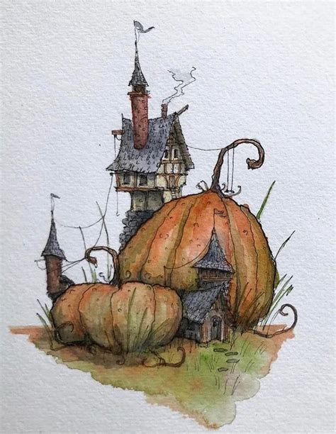 Little Witchy Thing I Did Last Halloween Watercolor Fall Drawings