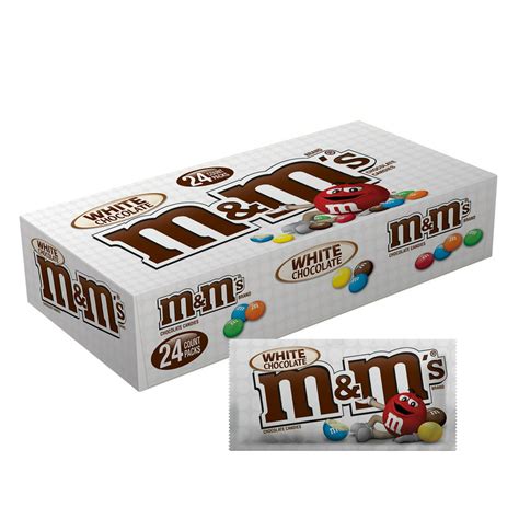 Mandms White Chocolate Singles Size Candy 141 Oz Pouch 24 Ct Box