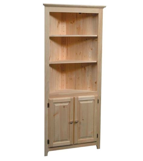 Unfinished Solid Pine 2 Door Corner Cabinet