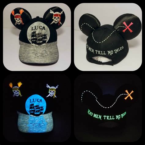 glow in the dark pirate mickey ears cap disney ears mickey ears mickey mouse ears