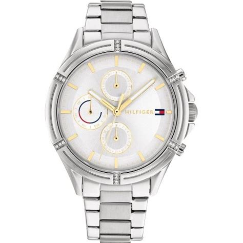 Tommy Hilfiger Ladies Silver Gold Tone Chrono Dial Watch Mint By Baldwins