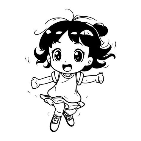 Premium Vector Vector Illustration Of A Cute Cartoon Girl Jumping