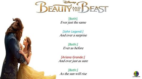 Beauty And The Beast Lyrics Ariana Grande John Legend Youtube