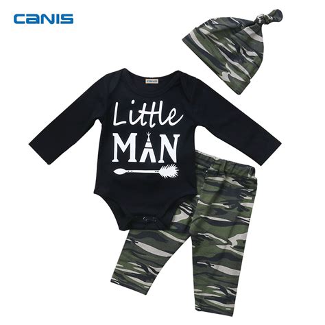 Cool Fashion Newborn Baby Boys Clothes Autumn Camouflage Little Man