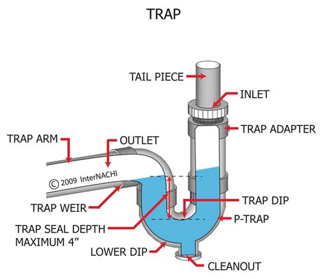 Your shower and bathtub also use a p trap but you will or will not be able to see the actual trap. InterNACHI Inspection Graphics Library: Plumbing ...