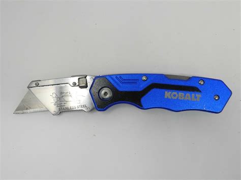 Kobalt Quick Change Metal Blue Folding Lockback Utility Knife Box