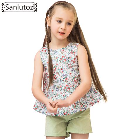 Sanlutoz Summer Children Clothes Cotton Flower Girls Clothing Sets