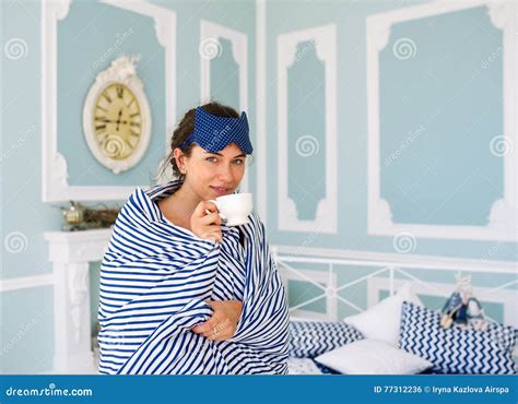 Morning Coffee In Bed Stock Photo Image Of Beauty Model 77312236