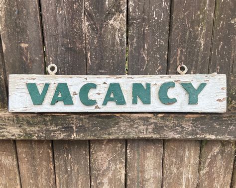 Vintage Vacancy Sign Antique Wooden Hotel Room Sign Bed And Etsy