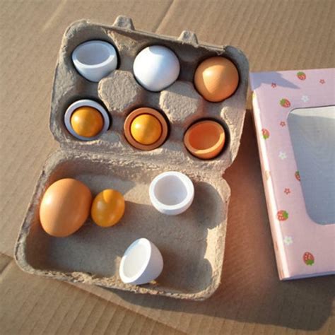 6 قطعة محاكاة البيض مجموعة ألعاب خشبية الاطفال المطبخ التظاهر اللعب الخشب الغذاء البيض مجموعة