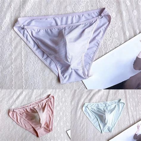 Convex Pouch Underpants Sexy Men Ice Silk Sheer Bulge Pouch Bikini
