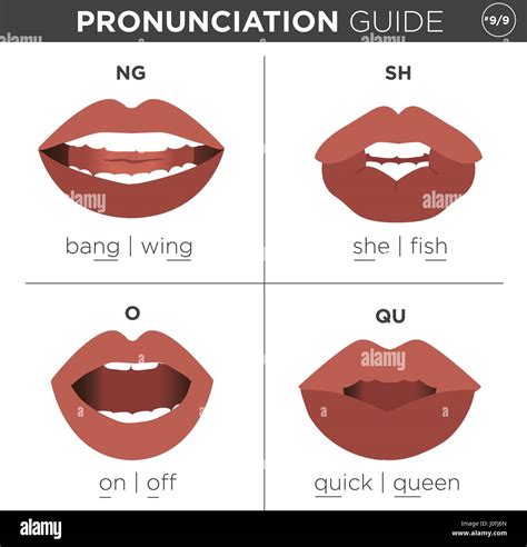 Visual Pronunciation Guide With Mouth Showing Correct Way To Stock