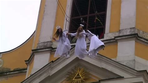 Angels Descend From Czech Church Tower