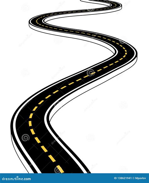 Leaving The Highway Curved Road With Markings 3d Vector Illustration