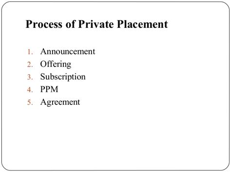 * speed — a private placement of shares can be effected in a short period of time. Private placement and venture capital