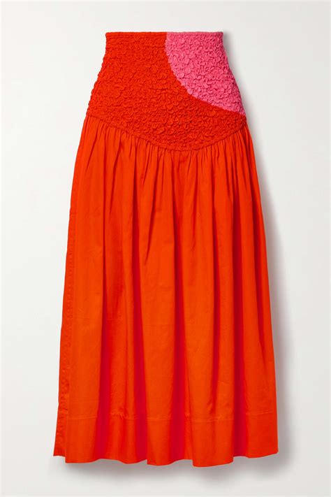 Mara Hoffman Net Sustain Nicole Organic Cotton Poplin And Popcorn Jersey Midi Skirt Net A Porter