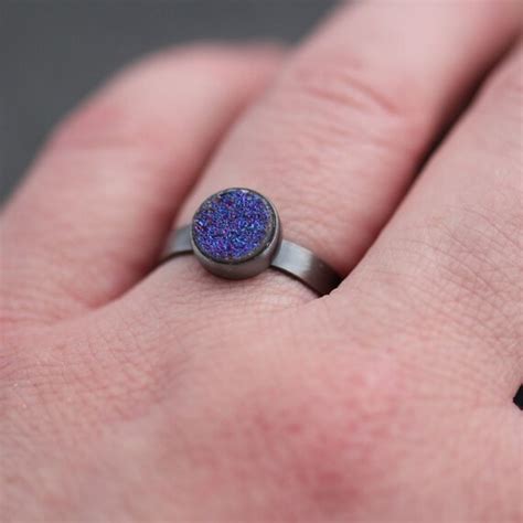 Cobalt Blue Violet Druzy Ring Galaxy Blue Druzy Gemstone