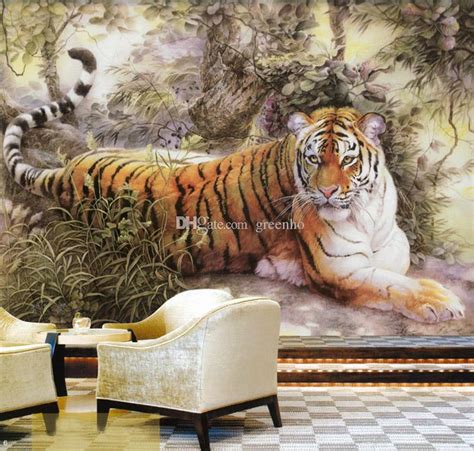 Chinese Painting Wall Mural Tiger Photo Wallpaper Custom Animal