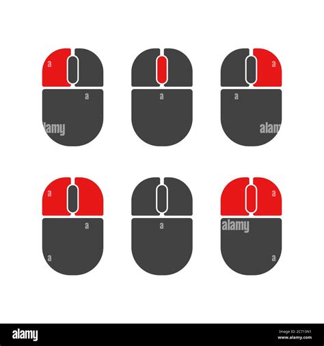 Mouse Buttons Click Isolated Vector Icons Set Computer Mouse Buttons
