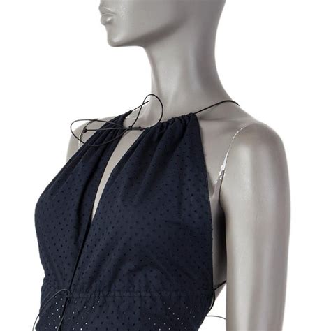 Alaia Midnight Blue Cotton Perforated Halter Dress 38 At 1stdibs