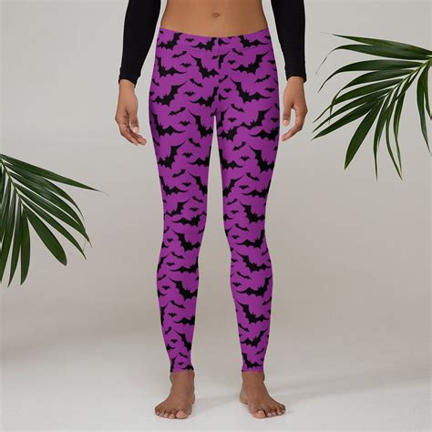 halloween leggings womens bat print leggings purple and black etsy halloween leggings pants