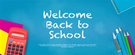 Welcome Back To School Banner With Supplies 1214405 Vector Art At Vecteezy