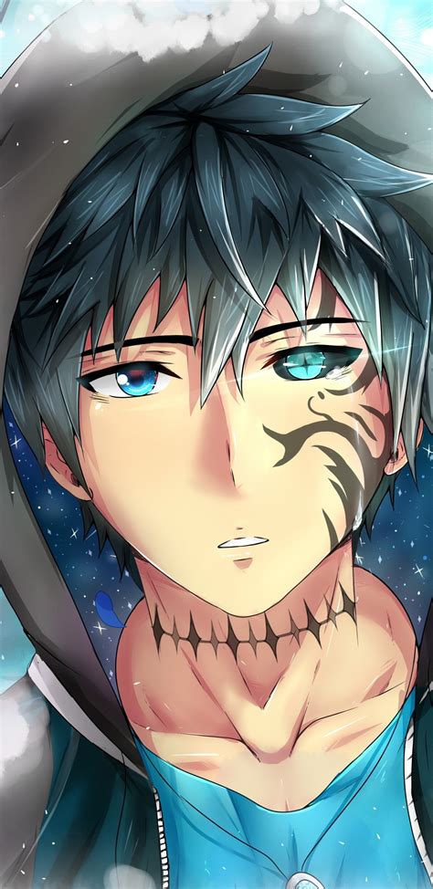 Download 1440x2960 Anime Boy Tattoo Colorful Eyes Shape