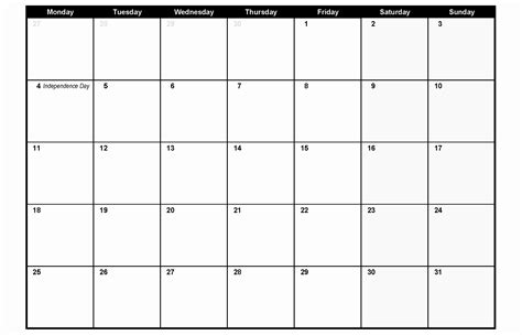 Free Printable 30 Day Calendar