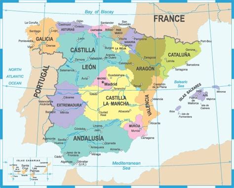 Espanha, oficialmente reino de/da espanha, é um país principalmente localizado na península ibérica na europa. Mapa da Espanha - Europa Destinos