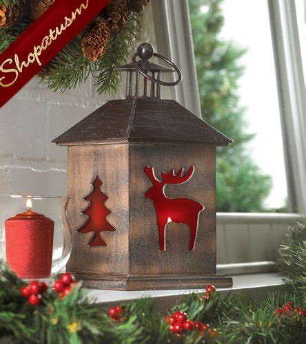 Rustic Cabin Centerpiece Holiday Christmas Candle Lantern