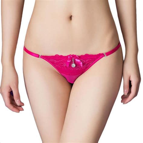 Aya Womens Diamond Accent Solid Nylon Lace Panties Thongs G String T