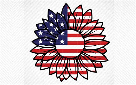 American Flag Svg Silhouette Patriotic Sunflowers Svg 4th Of July