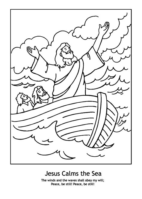 Jesus Calms The Sea Coloring Page Printable Coloring Pages
