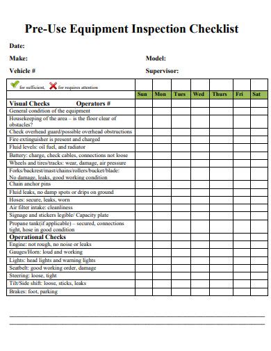 Equipment Inspection Checklist Examples Format How To Create Pdf
