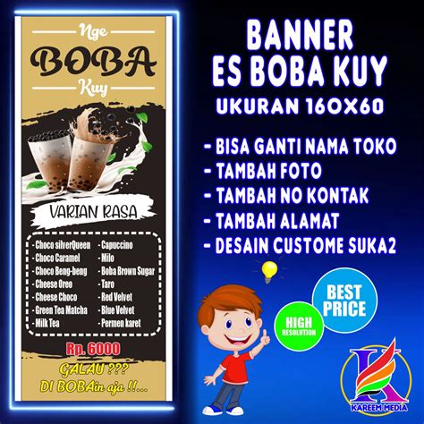 Banner Spanduk Backdrop Minuman Boba Coklat Banner Minuman Boba Viral