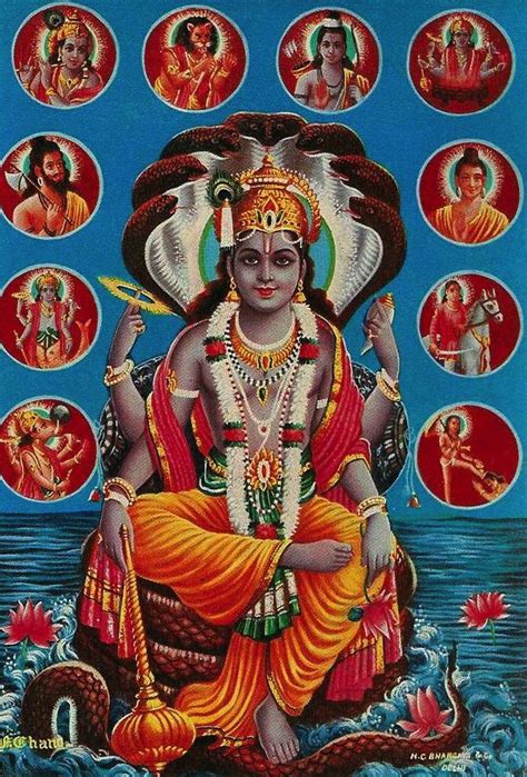 Lord Vishnu With The Ten Avatars Hindu Gods Lord Vishnu Vishnu
