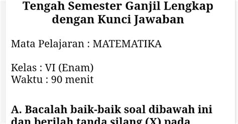 (28 x 35) + (28 x 18). Soal UTS Matematika Kelas 6 Semester Ganjil Terbaru ...