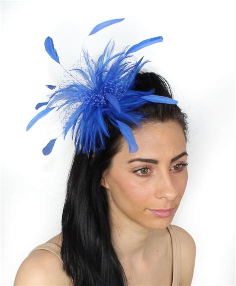 royal blue fascinator hat for kentucky derby weddings occasions and parties 65 00 via etsy