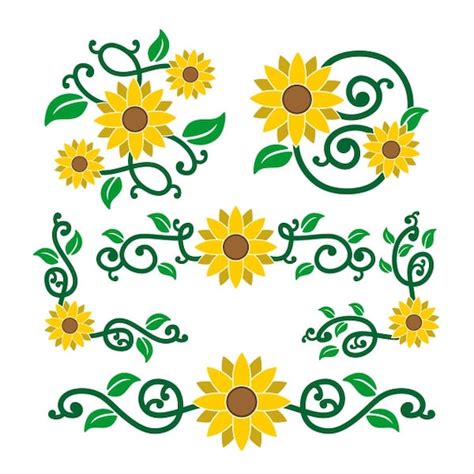 Sunflower Border Decor Cuttable Design Png Dxf Svg And Eps File Etsy