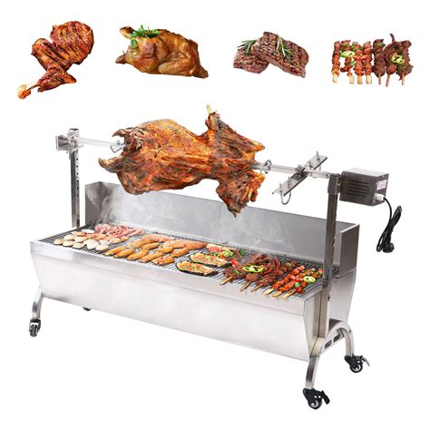 25w Rotisserie Large Roaster Spit Charcoal Bbq Grill Whole Hog Lamb