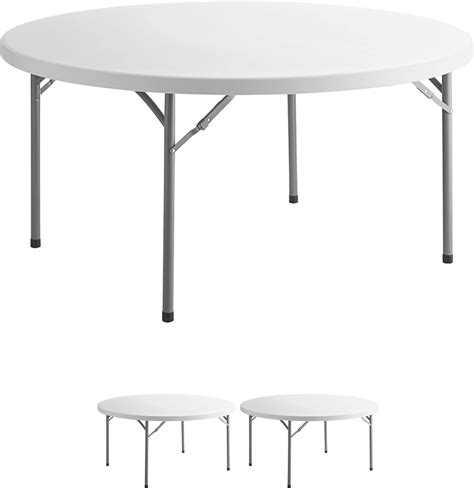3 Pack 60 Round Granite White Plastic Folding Table