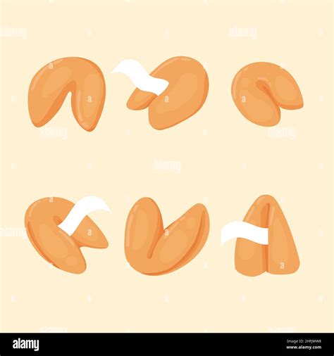 Hand Drawn Fortune Cookie Set Vector Illustration Stock Vector Image