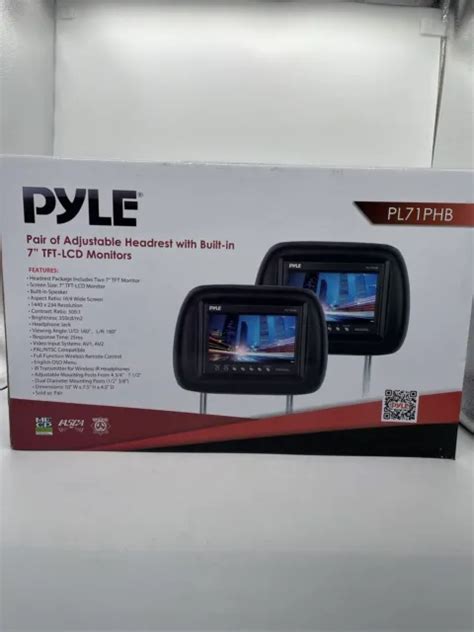 Pyle 7” Tft Lcd Adjustable Headrest With Built In Monitors Pl71phb