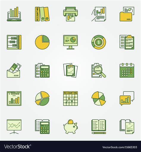 Colorful Accounting Icons Royalty Free Vector Image