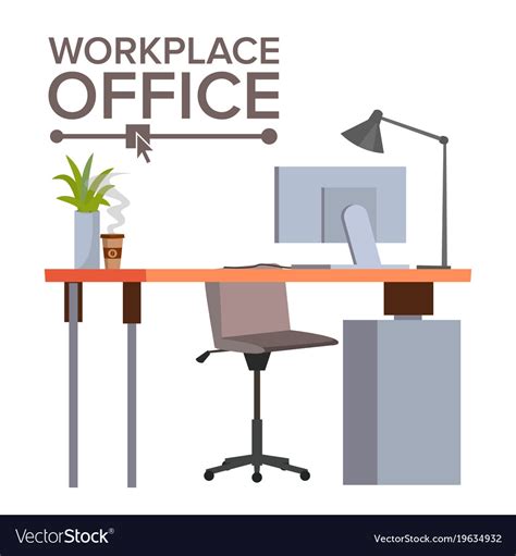 Office Workplace Concept Office Desk Royalty Free Vector