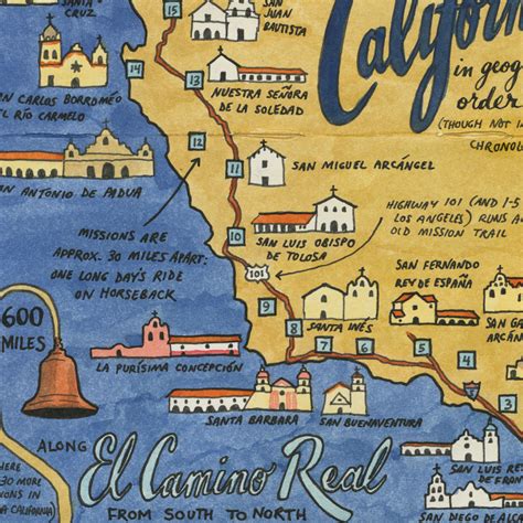 California Missions Map Sketch Print Chandler Oleary